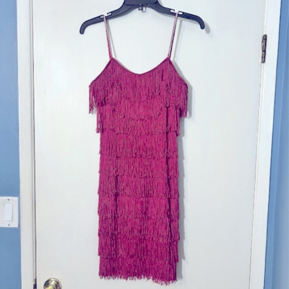 Roberta Ladies Size 5/6 Vintage Fringe Rhinestone Strap Flapper Gatsby Dress